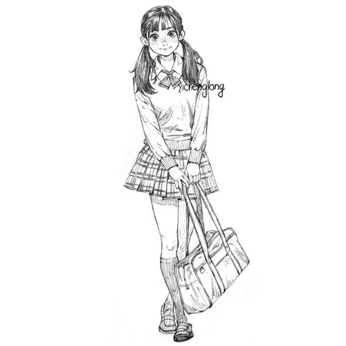 卡通人物速写插画
