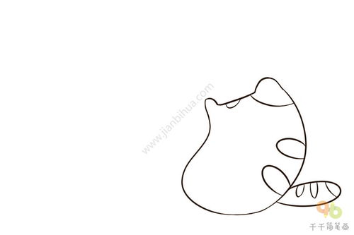胖猫明信片简笔画步骤图
