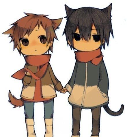 求可怜猫耳男萌卡通图片