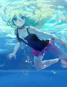 淡蓝色长发的动漫少女图片