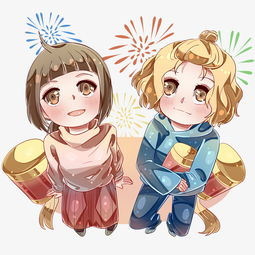 新年观看焰火的女孩图片素材其他格式下载动漫人物大全