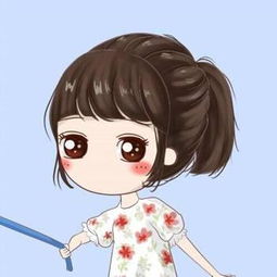 一个女孩用绳牵着一个男孩的卡通头像