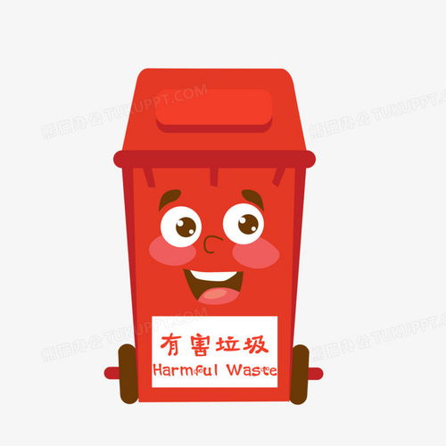 红色可爱卡通有害垃圾桶元素png图片素材下载卡通png熊猫办公