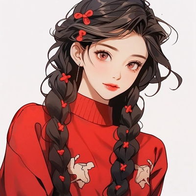 2023最新唯美红衣手绘女生动漫头卡通动漫头像我要个性网
