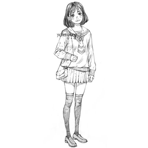 卡通人物速写插画