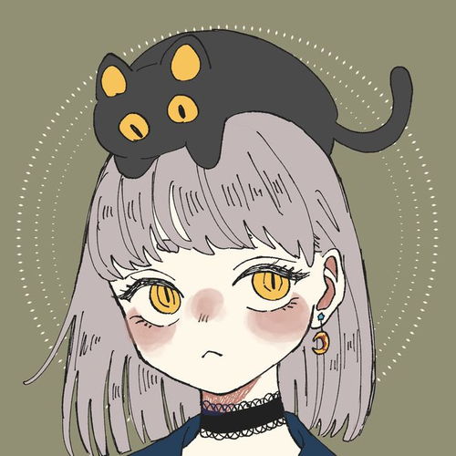 风格简约不拘一格的猫系少女插画,配色鲜艳灵动跳跃
