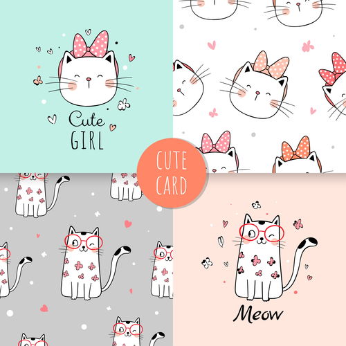 可爱卡通手绘猫咪插画日韩圣诞猫咪扁平化eps源文件线稿矢量素材可爱手绘猫咪