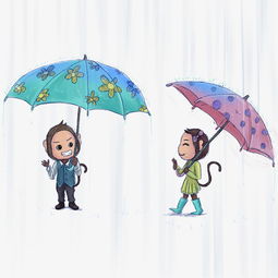 夏天两只卡通猴子打遮阳伞清凉插画图片素材其他格式下载动漫人物大全