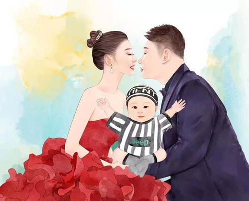 一张张真人q版的真人漫画微信头像,全家福,一家三口,一家四口