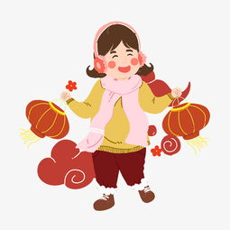 新年手拿灯笼的小女孩图片素材其他格式下载动漫人物大全